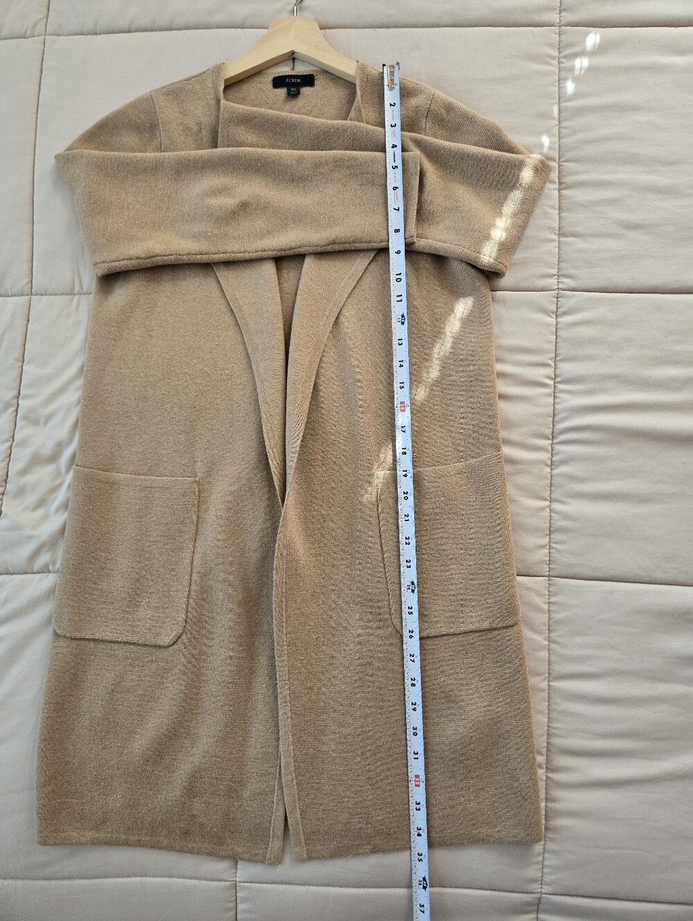 J‎ Crew Juliette Colarless Sweater Blazer Camel Tan Cotton Merino Wool Blend XS - Picture 11 of 11